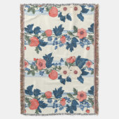 Vintage Erdbeeren & Blaue Blätter Blumenmuster Decke (Vorderseite Vertikal)