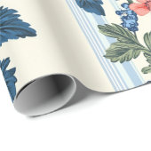 Vintage Erdbeeren & Blaue Blätter Blumenmuster Geschenkpapier (Rolleneckpunkt)
