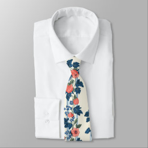 Vintage Erdbeeren & Blaue Blätter Blumenmuster Krawatte