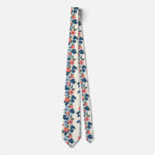 Vintage Erdbeeren & Blaue Blätter Blumenmuster Krawatte (Vorderseite)