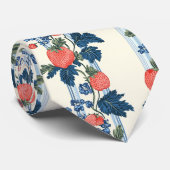 Vintage Erdbeeren & Blaue Blätter Blumenmuster Krawatte (Gerollt)