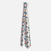 Vintage Erdbeeren & Blaue Blätter Blumenmuster Krawatte (Rückseite)