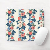 Vintage Erdbeeren & Blaue Blätter Blumenmuster Mousepad (Mit Mouse)
