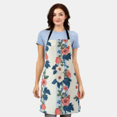 Vintage Erdbeeren & Blaue Blätter Blumenmuster Schürze (Getragen)