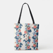 Vintage Erdbeeren & Blaue Blätter Blumenmuster Tasche (Rückseite)