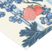 Vintage Erdbeeren & Blaue Blätter Blumenmuster Tischdecke (Schrägansicht)