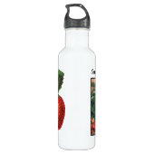 Vintage Erdbeeren, Erdbeeren-Pflanze auf einem Bau Edelstahlflasche (Rückseite)