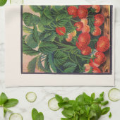 Vintage Erdbeeren, Erdbeeren-Pflanze auf einem Bau Geschirrtuch (Gefaltet)