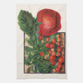 Vintage Erdbeeren, Erdbeeren-Pflanze auf einem Bau Geschirrtuch (Vertikal)