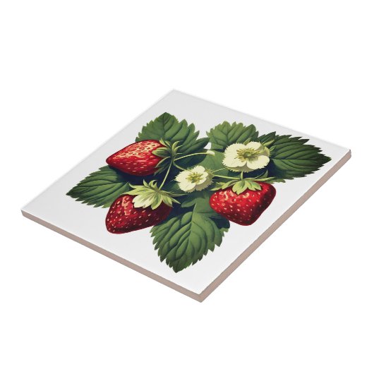 Vintage Erdbeeren Fliese (Seite)