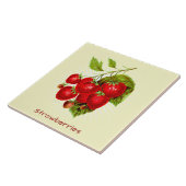 Vintage Erdbeeren Frucht Botanische Kunst Fliese (Seite)