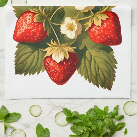 Vintage Erdbeeren Geschirrtuch (Gefaltet)