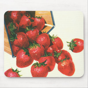 Vintage-Erdbeeren im Korb, Lebensmittel Obst Beere Mousepad