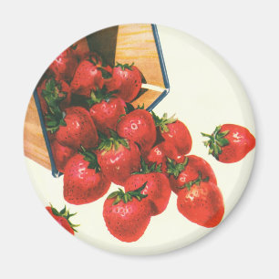 Vintage Erdbeeren in Körben, Obstbeeren Magnet