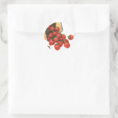Vintage Erdbeeren in Körben, Obstbeeren Runder Aufkleber (Tasche)
