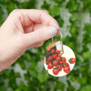 Vintage Erdbeeren in Körben, Obstbeeren Schlüsselanhänger