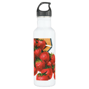 Vintage Erdbeeren in Körben, Obstbeeren Trinkflasche