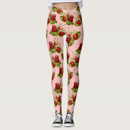 Vintage Erdbeeren Leggings (Vorderseite)