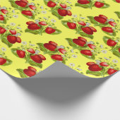 Vintage Erdbeeren mit Kernbrennstoff, gelbe Erdbee Geschenkpapier (Ecke)