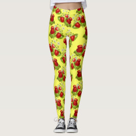 Vintage Erdbeeren mit Kernbrennstoff, gelbe Erdbee Leggings
