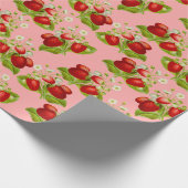 Vintage Erdbeeren mit Kernbrennstoff Rosa Erdbeere Geschenkpapier (Ecke)