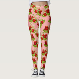 Vintage Erdbeeren mit Kernbrennstoff Rosa Erdbeere Leggings