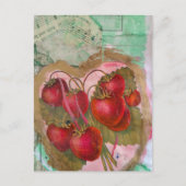 Vintage-Erdbeeren Mixed-Media-Collage Postkarte (Vorderseite)