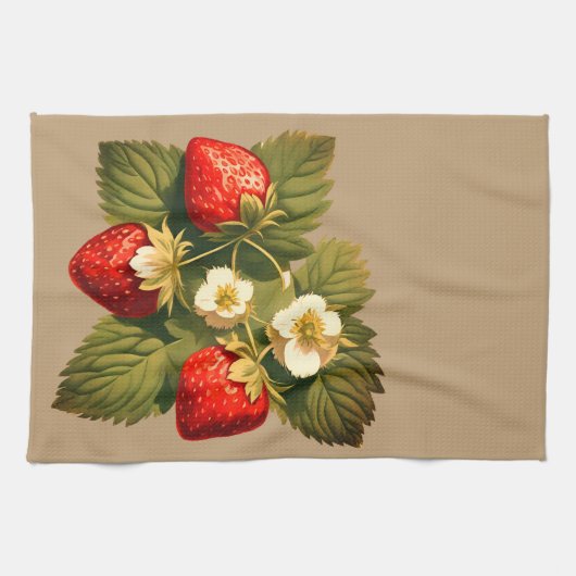 Vintage Erdbeeren Nr. 2 Geschirrtuch (Horizontal)