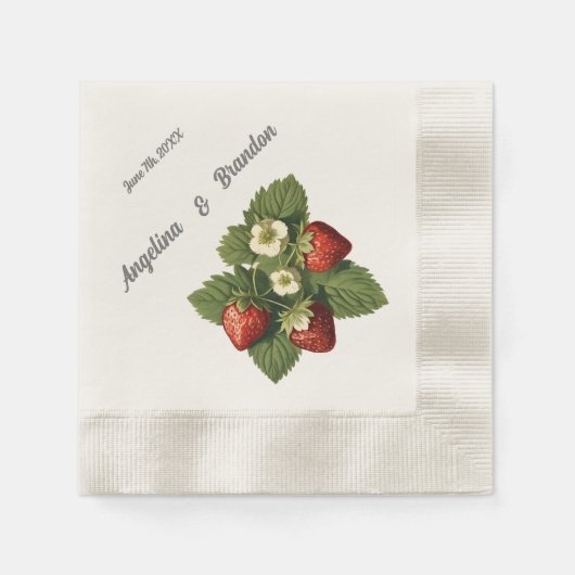 Vintage Erdbeeren - Obsthochzeit Serviette (Vorderseite)