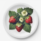 Vintage Erdbeeren Pappteller (Vorderseite)