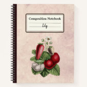 Vintage Erdbeeren Personalisiert Comp-Notebook Notizblock (Vorderseite)