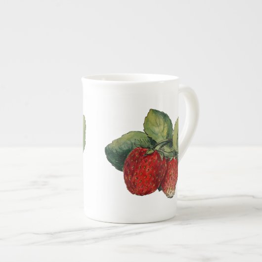 Vintage Erdbeeren Porzellantasse (Vorderseite Rechts)