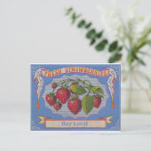 Vintage Erdbeeren Postkarte (Stehend Vorderseite)