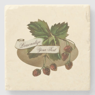 Vintage Erdbeeren Retro Frucht Alte Schule Steinuntersetzer
