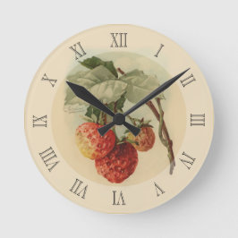 Vintage Erdbeeren Runde Wanduhr