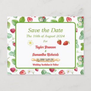 Vintage-Erdbeeren-Save-the-Date-Postkarte Postkarte