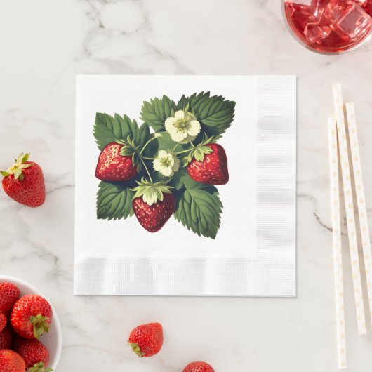 Vintage Erdbeeren Serviette (Beispiel)