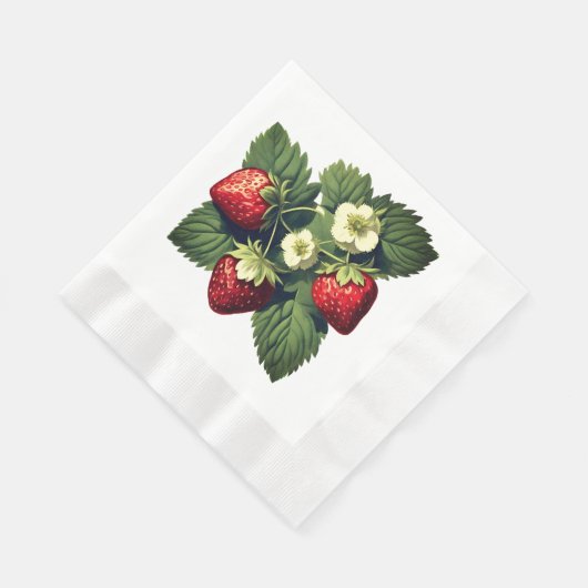 Vintage Erdbeeren Serviette (Ecke)