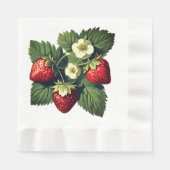 Vintage Erdbeeren Serviette (Vorderseite)