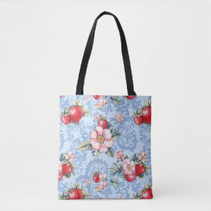 Vintage-Erdbeeren- und Blumenmuster Tasche
