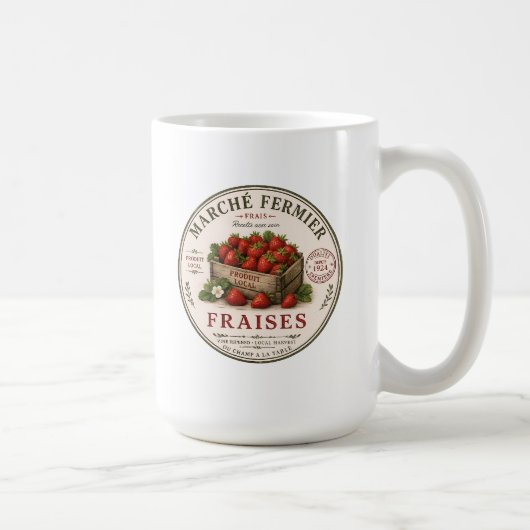 Vintage Erdbeeren vom französischen Bauernmarkt Kaffeetasse (Rechts)