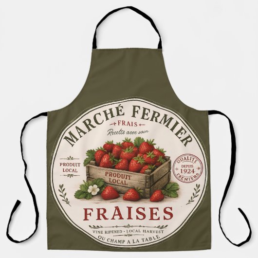 Vintage Erdbeeren vom französischen Bauernmarkt Schürze (Vorderseite)