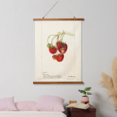 Vintage Erdbeeren Zeichnend Art Wandteppich Mit Holzrahmen (Schlafzimmer)