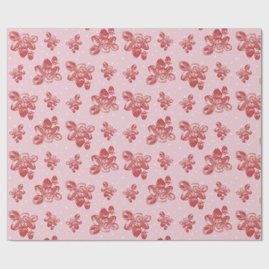 Vintage ErdbeereToile Muster-Geschenk-Verpackung Geschenkpapier (Flach)