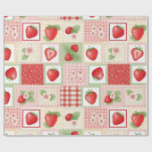Vintage-Erdbeergarten Blumenmuster Geschenkpapier (Flach)