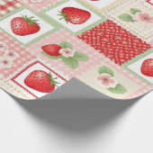 Vintage-Erdbeergarten Blumenmuster Geschenkpapier (Ecke)