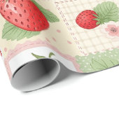 Vintage-Erdbeergarten Blumenmuster Geschenkpapier (Rolleneckpunkt)