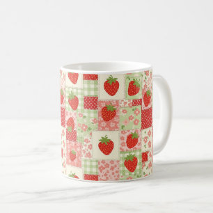 Vintage-Erdbeergarten Blumenmuster Kaffeetasse