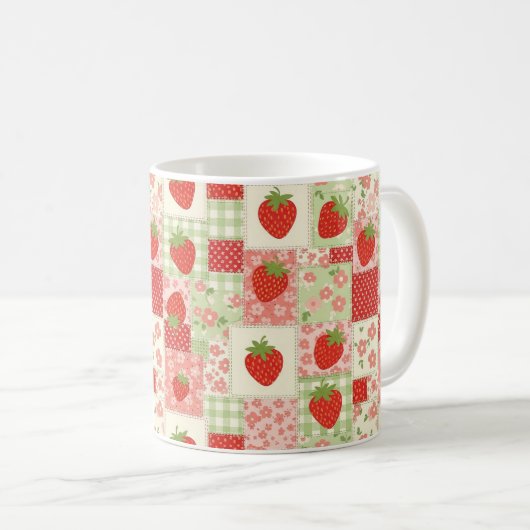 Vintage-Erdbeergarten Blumenmuster Kaffeetasse (VorderseiteRechts)