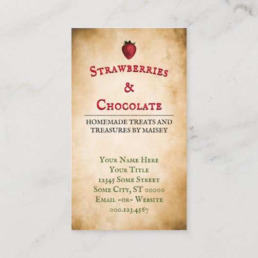 Vintage Erdbeerinformation Visitenkarte (Rückseite)